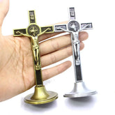 1Pc Cruz Crucifixo Stand Cristo Católica Jesus Estátua Estatueta Religiosos Oração Igreja Decoração Carro Casa Capela Decoração - TUDOPARATI