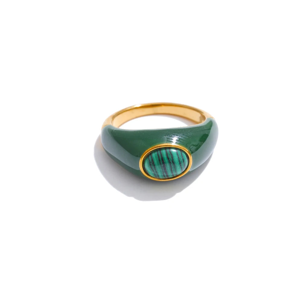 Anel Malaquita e Concha natural - TUDOPARATI